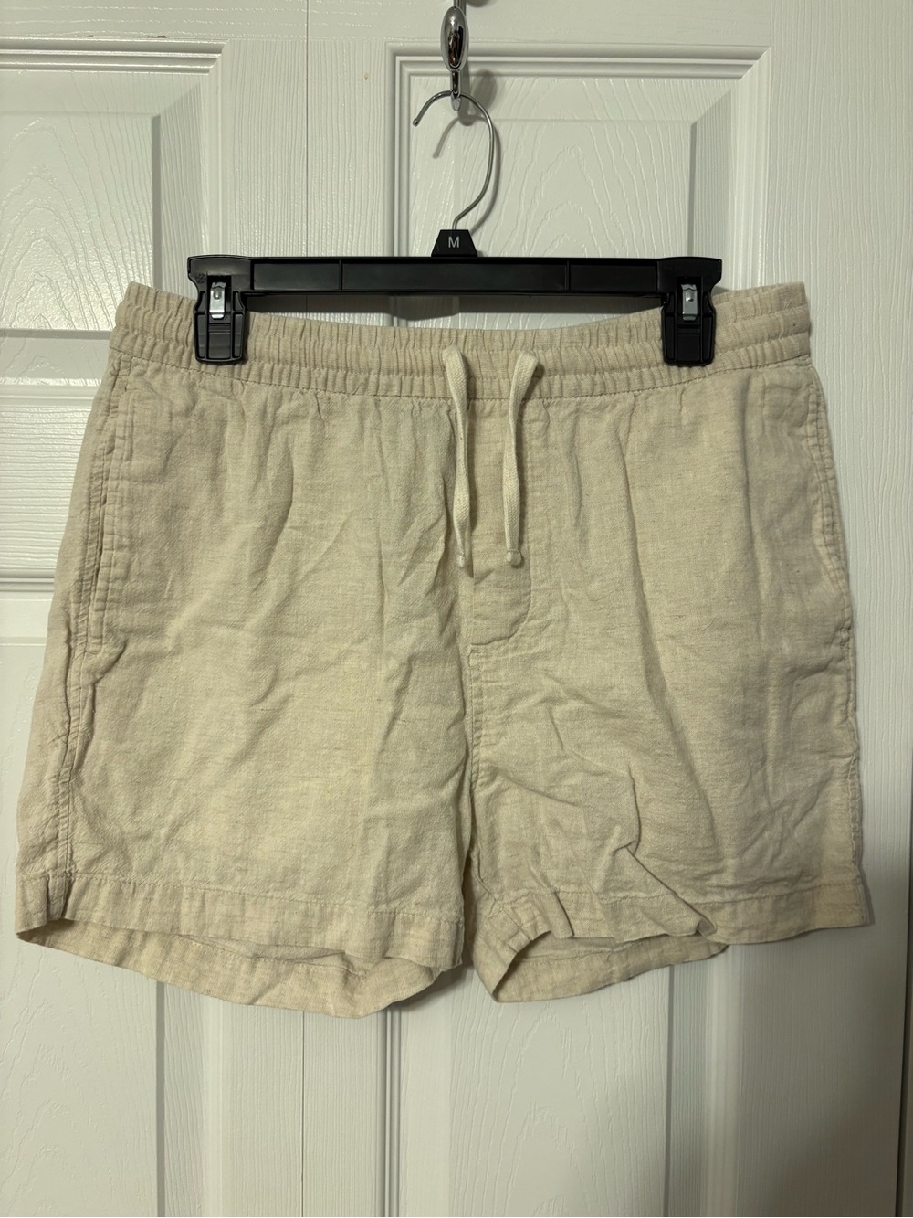 H&M Neutral Beige Drawstring Linen-Blend Shorts